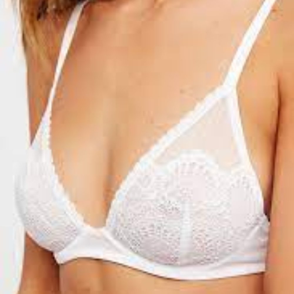 Free People NWT Lace Triangle Bra Intimately Free Half Wire White Size 32D New